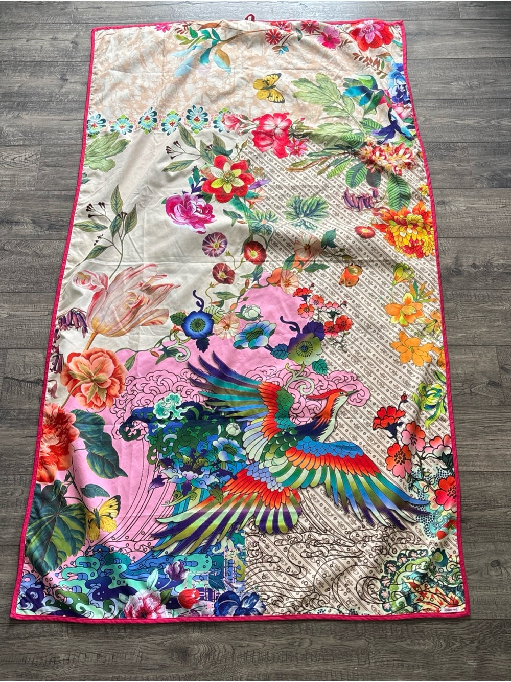 Johnny Was Multicolor Floral tropical reversible beach towel Pink Accent